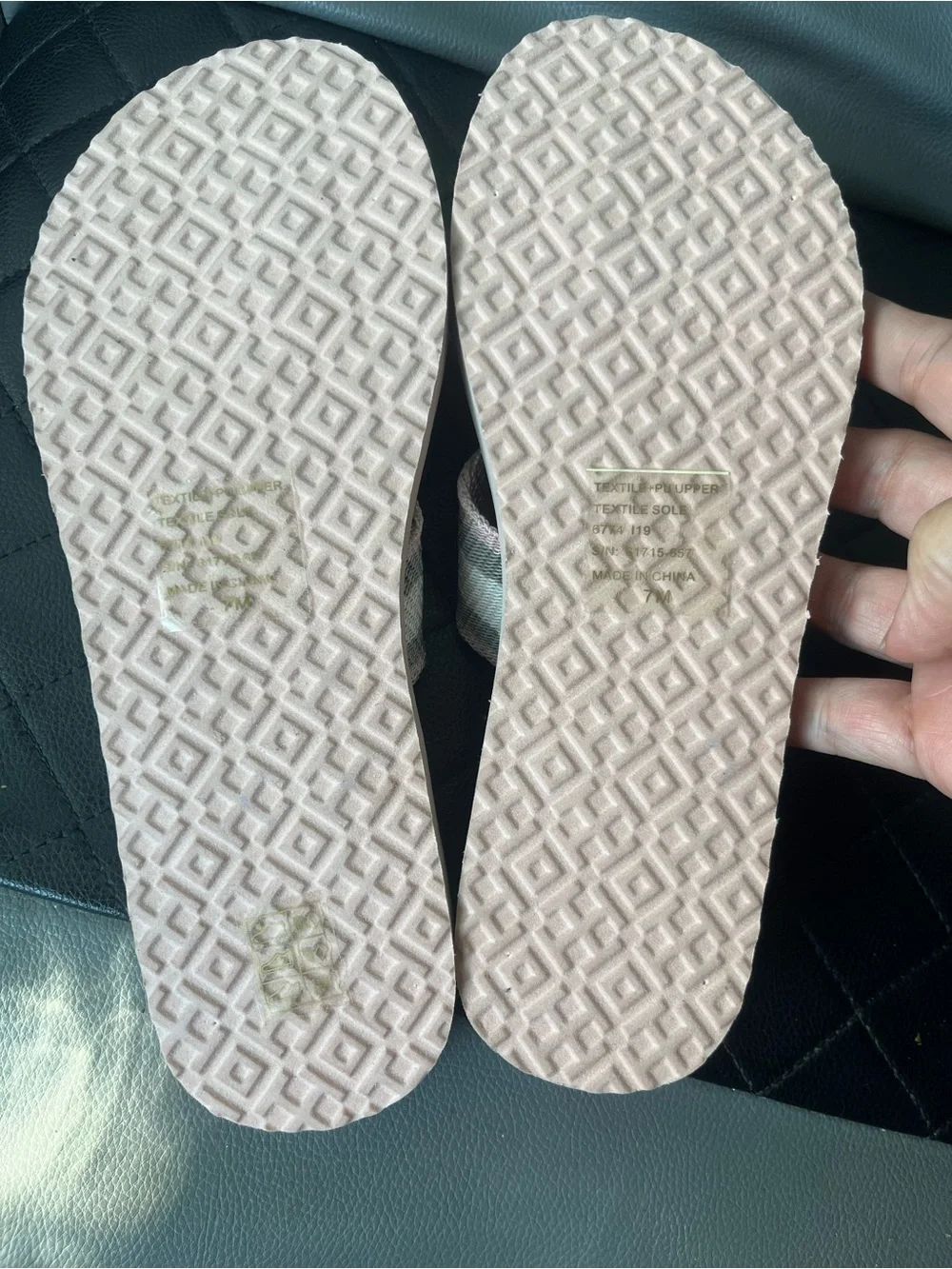 Tory Burch Pink & Cream And Grey Patterned Logo Thong Sandals